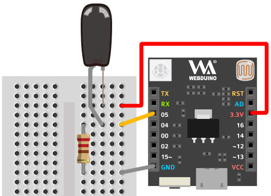 Webduino Smart 與震動開關接線圖