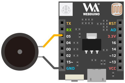 Webduino Smart 與蜂鳴器接線圖