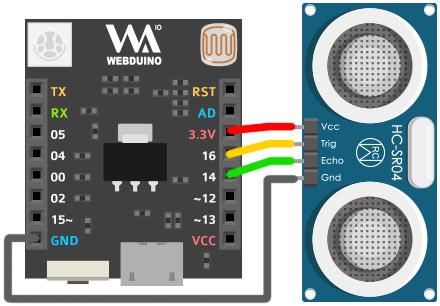 Webduino Smart 與超音波接線圖