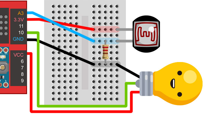 智慧插座與光敏電阻接線圖